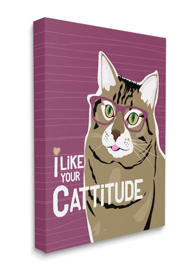 Stupell Industries Like Your Cattitude Phrase Cat With Glasses Pet Canvas Wall Art